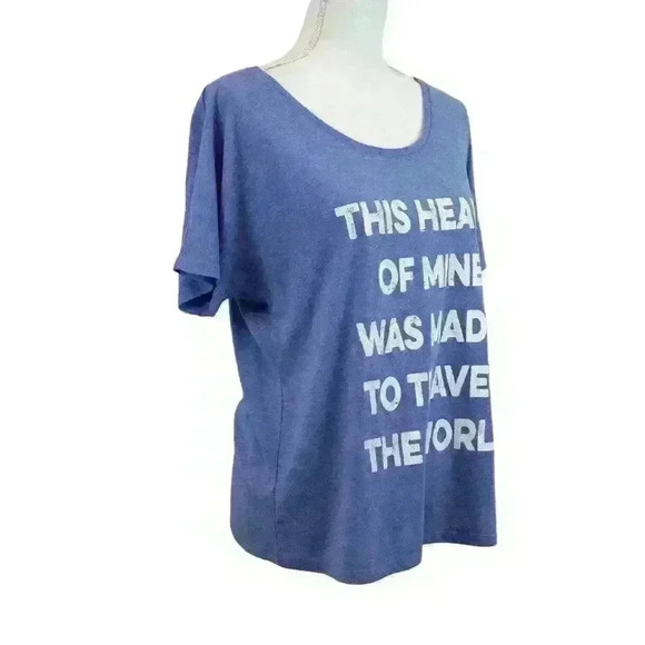 Bella Canvas Blue T-Shirt "This Heart of Mine Was Made To Travel" Size Medium - Picture 2 of 6